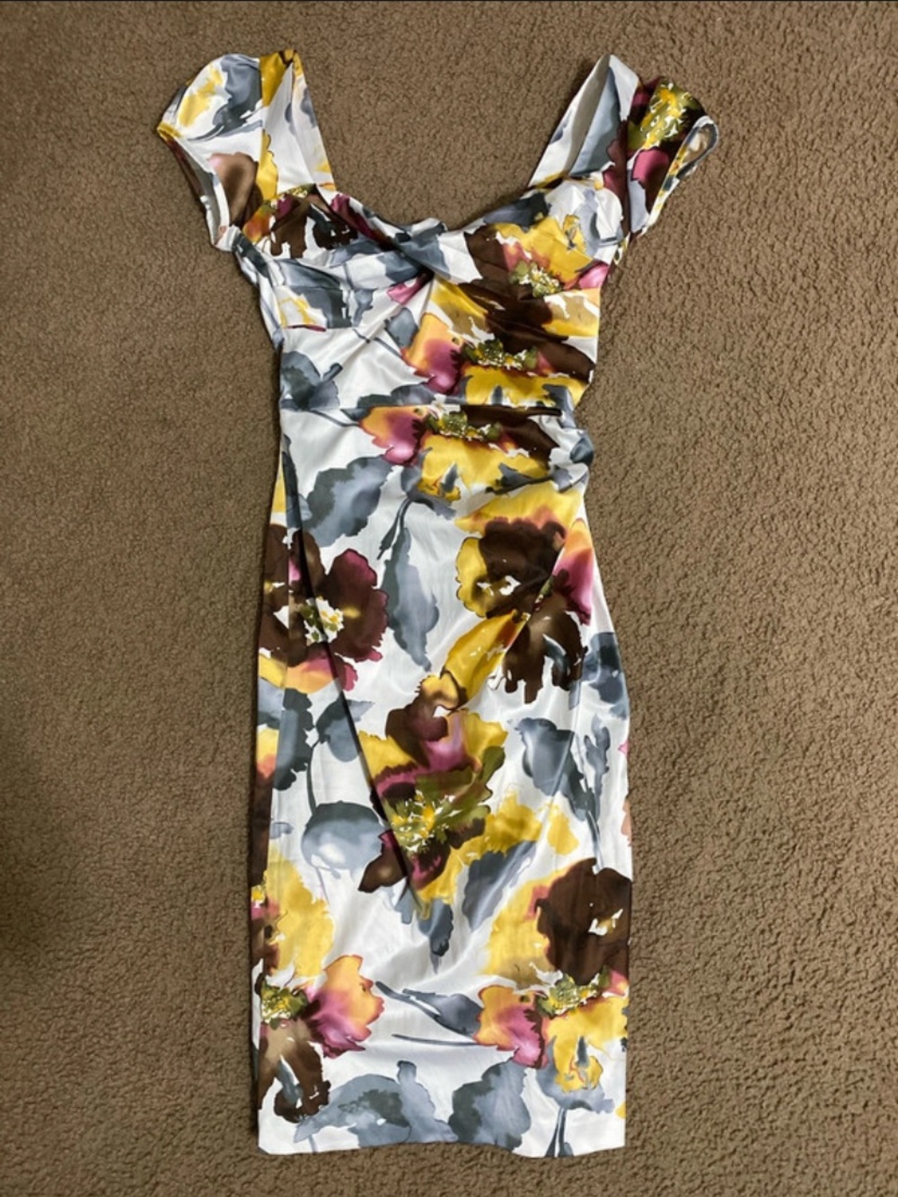 Stop Staring! Cocktail Midi Dress With Twisted Front